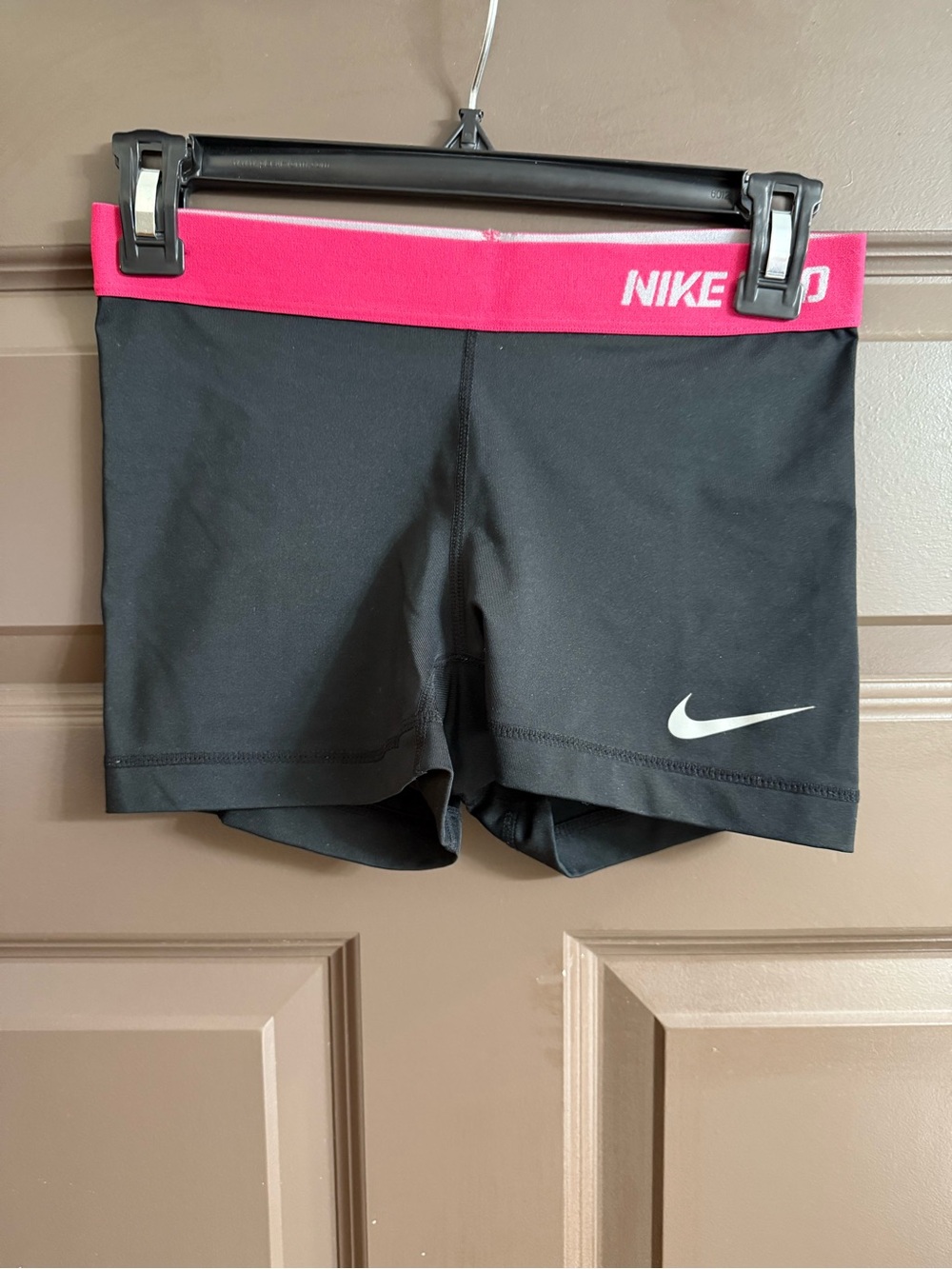 Nike Women’s Black Shorts with Pink Elastic Waistband